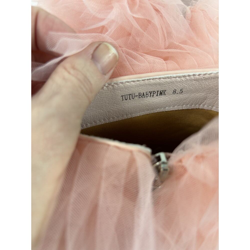 Azalea Wang Meticulously Tulle Tutu Stiletto Bootie Baby Pink 8.5 Open Toe - Picture 8 of 16